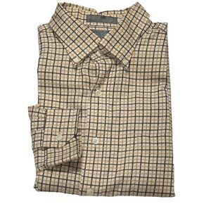 Daniel Cremieux Signatures Collection Men's Shirt Cotton Brown Plaid Size XL